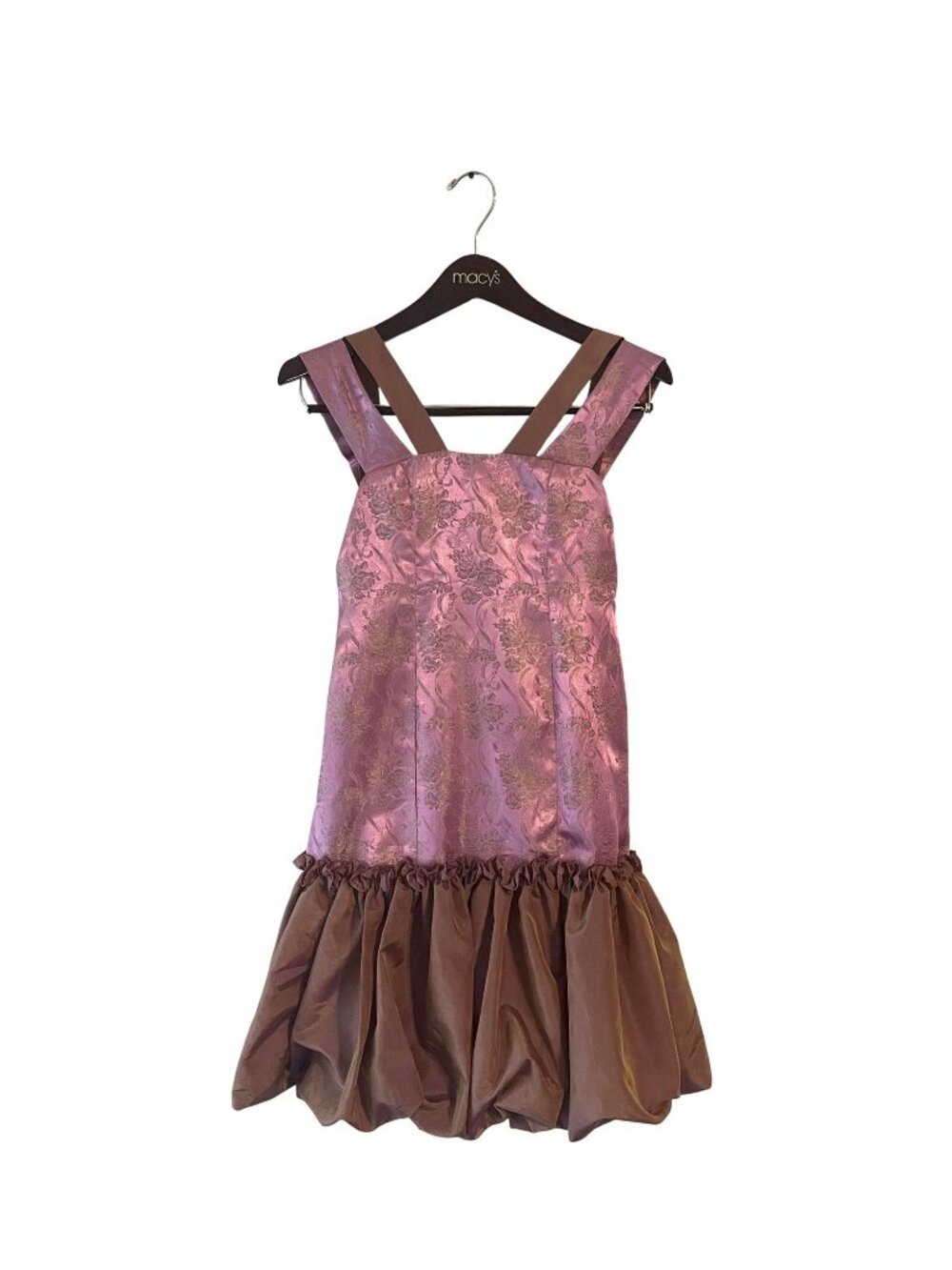 Vintage Handmade Girls Pink Iridescent Jacquard Drop Waist Bubble Dress Size Sma